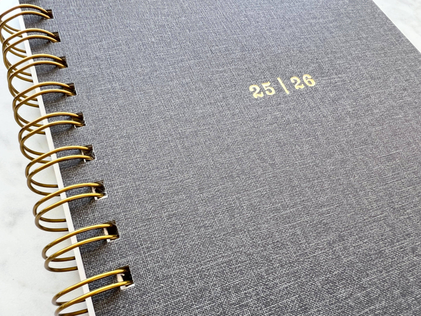 12-Month Planner, Charcoal Bookcloth: Jan-Dec 2026