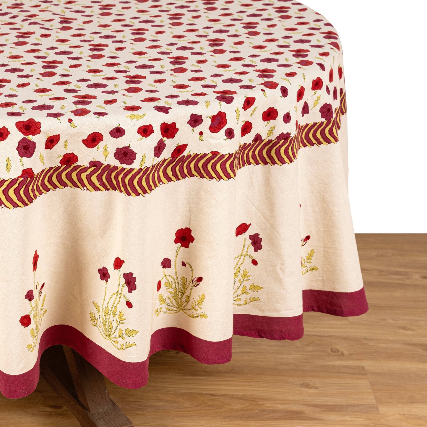 Poppies Red & Green French Tablecloth