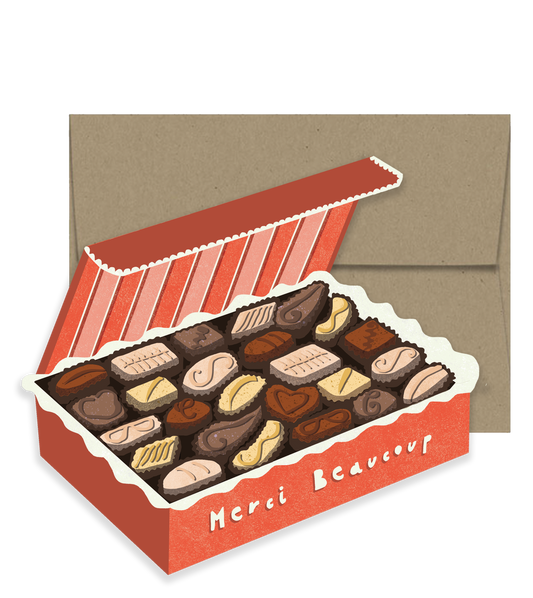 Amour Collection - Merci Beaucoup Chocolate Box Card