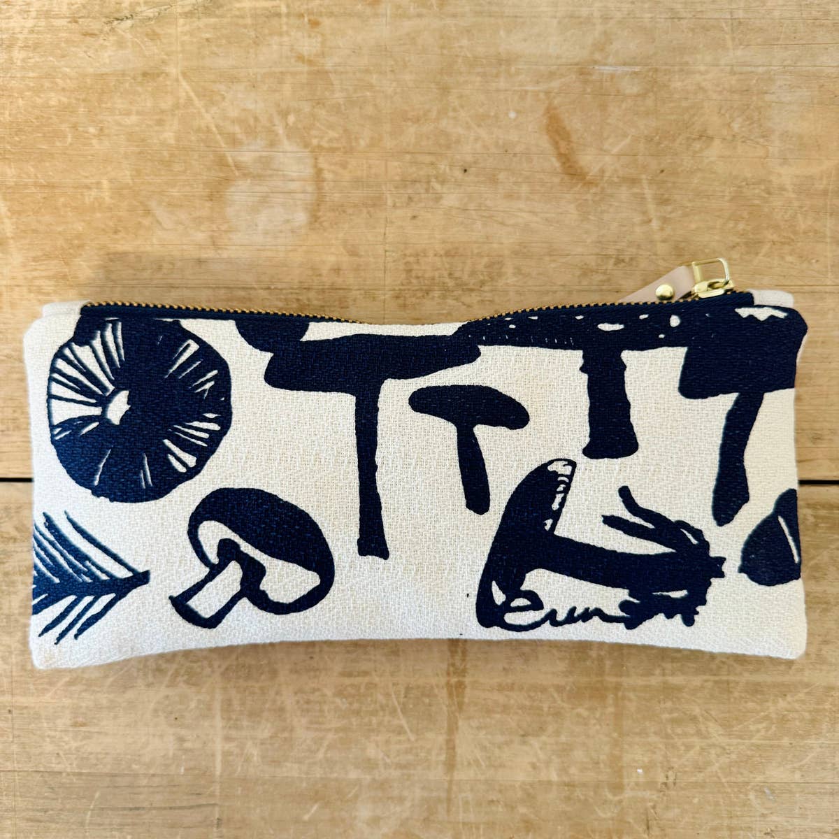 Mushrooms Pencil Pouch: Navy