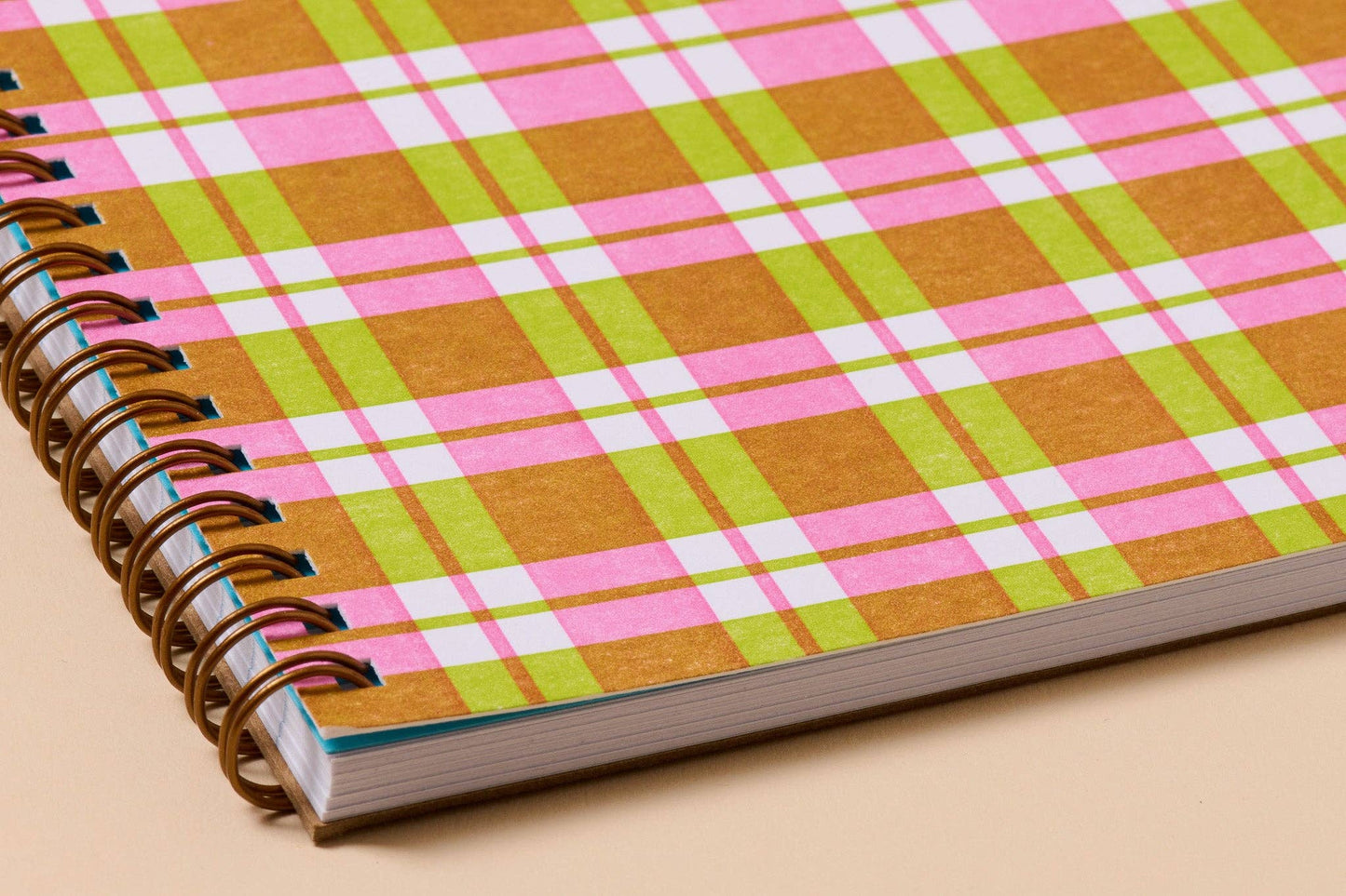 Classic Letterpress A5 Spiral Notebook—Gingham Plaid Picnic
