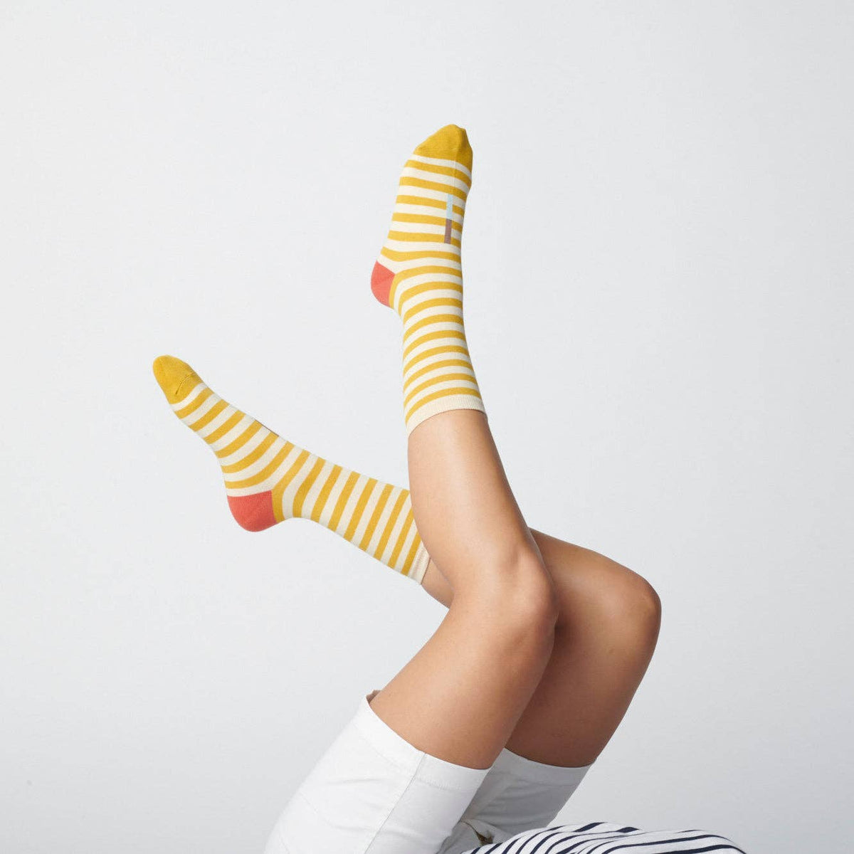 Eureka Striped Socks in Yellow, White, Red