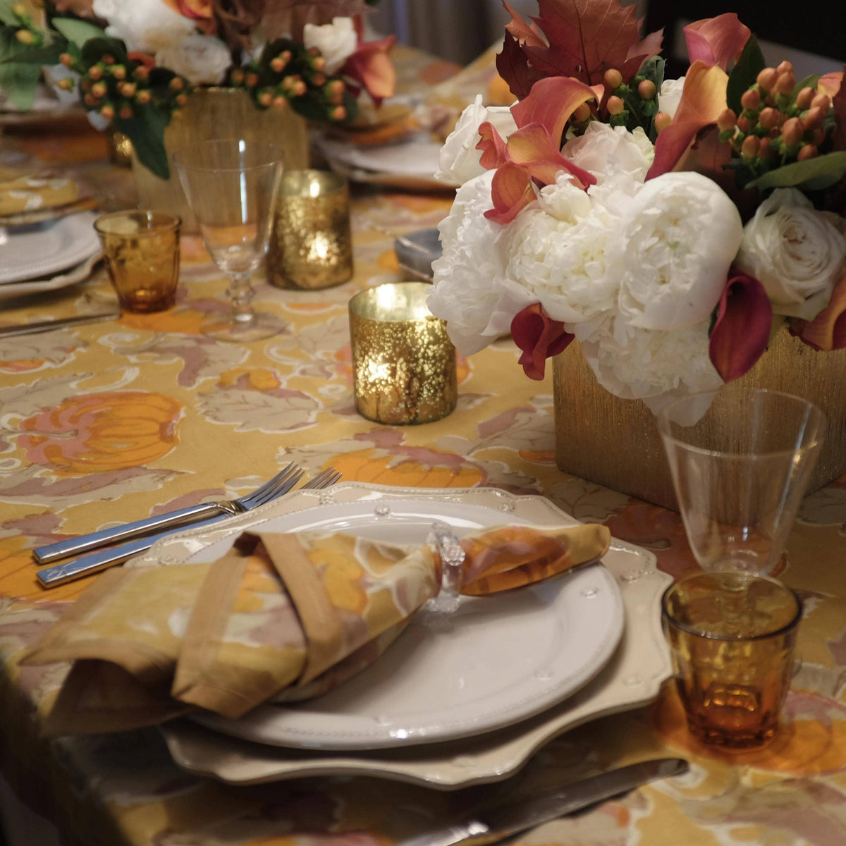 Pumpkin Orange & Mustard Tablecloth