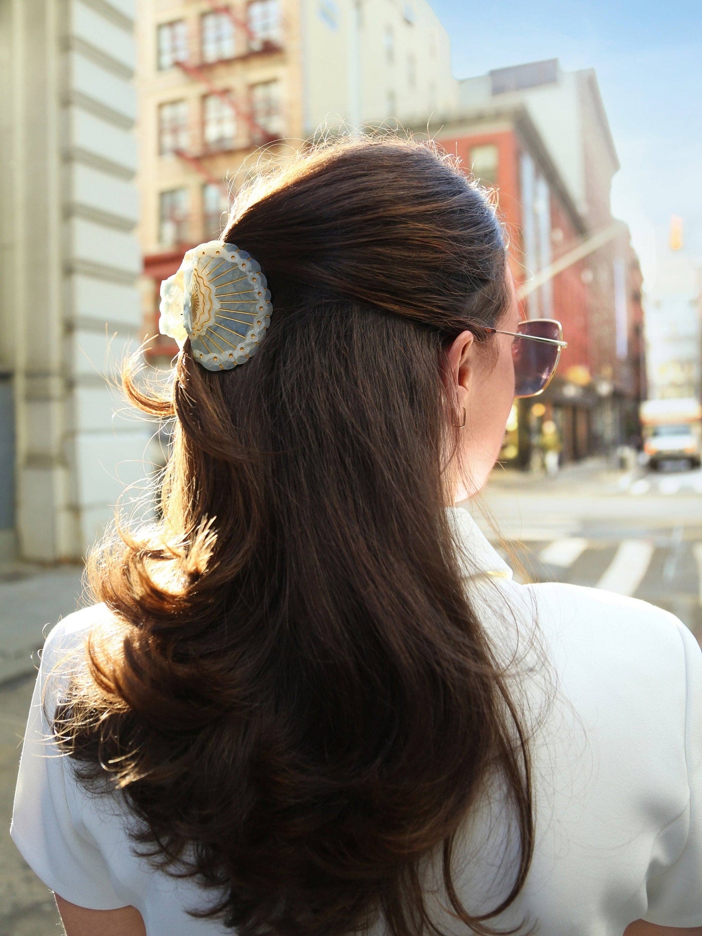 Hand-painted Scallop Seashell Claw Hair Clip | Eco-Friendly: Baby Blue