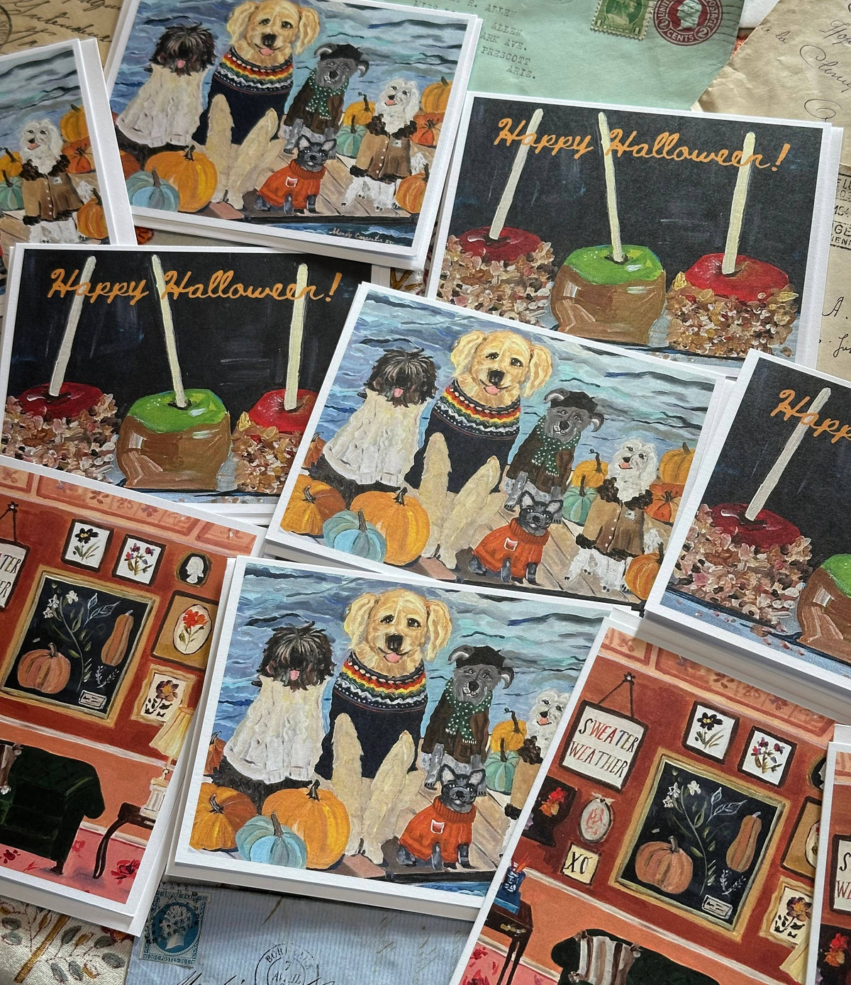 Sweater Weather Dogs Greeting Card