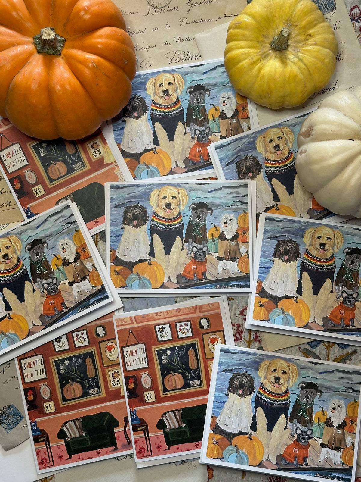 Sweater Weather Dogs Greeting Card