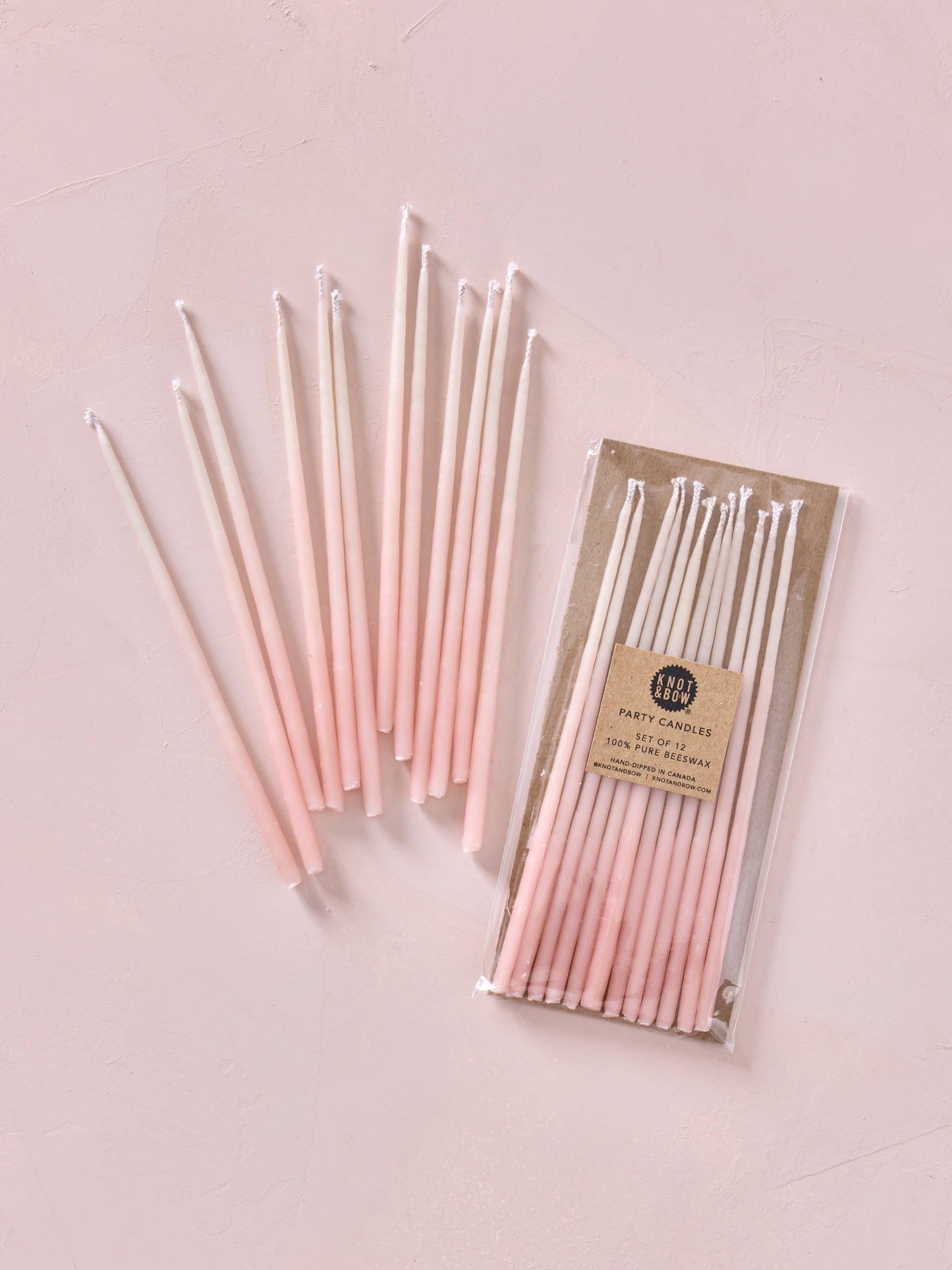 Hand-dipped Pure Beeswax Birthday Candles | Tall Pink Ombré : Pink Ombre