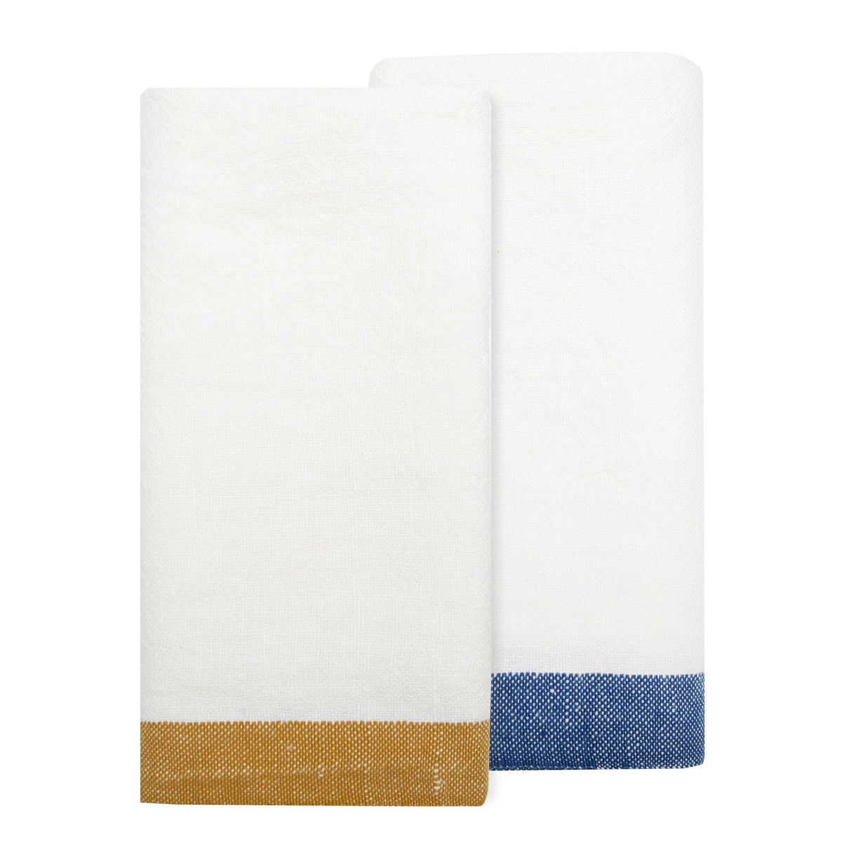 Paris White - Blue/Mustard Tea Towel 20x30