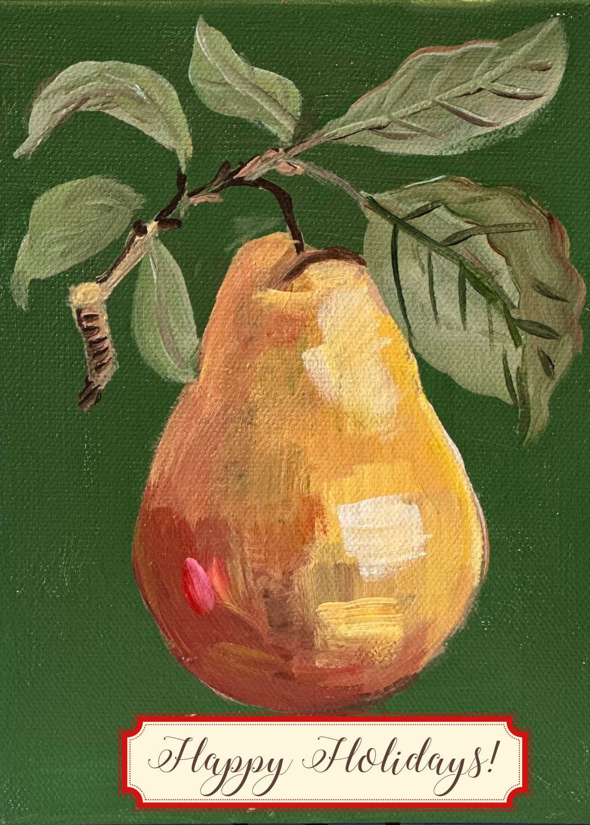 Happy Holidays Pear Greeting Card
