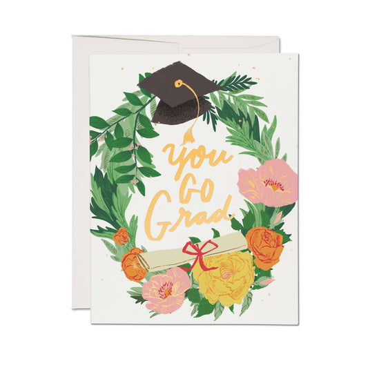 Graduation Wreath greeting card: Single