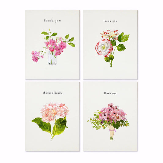 Thanks a Lot 2 - Note Set - Pink flower themed cards, boxed