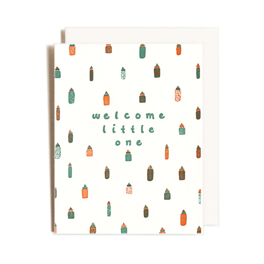 Welcome Little One Green | Baby | Letterpress Card