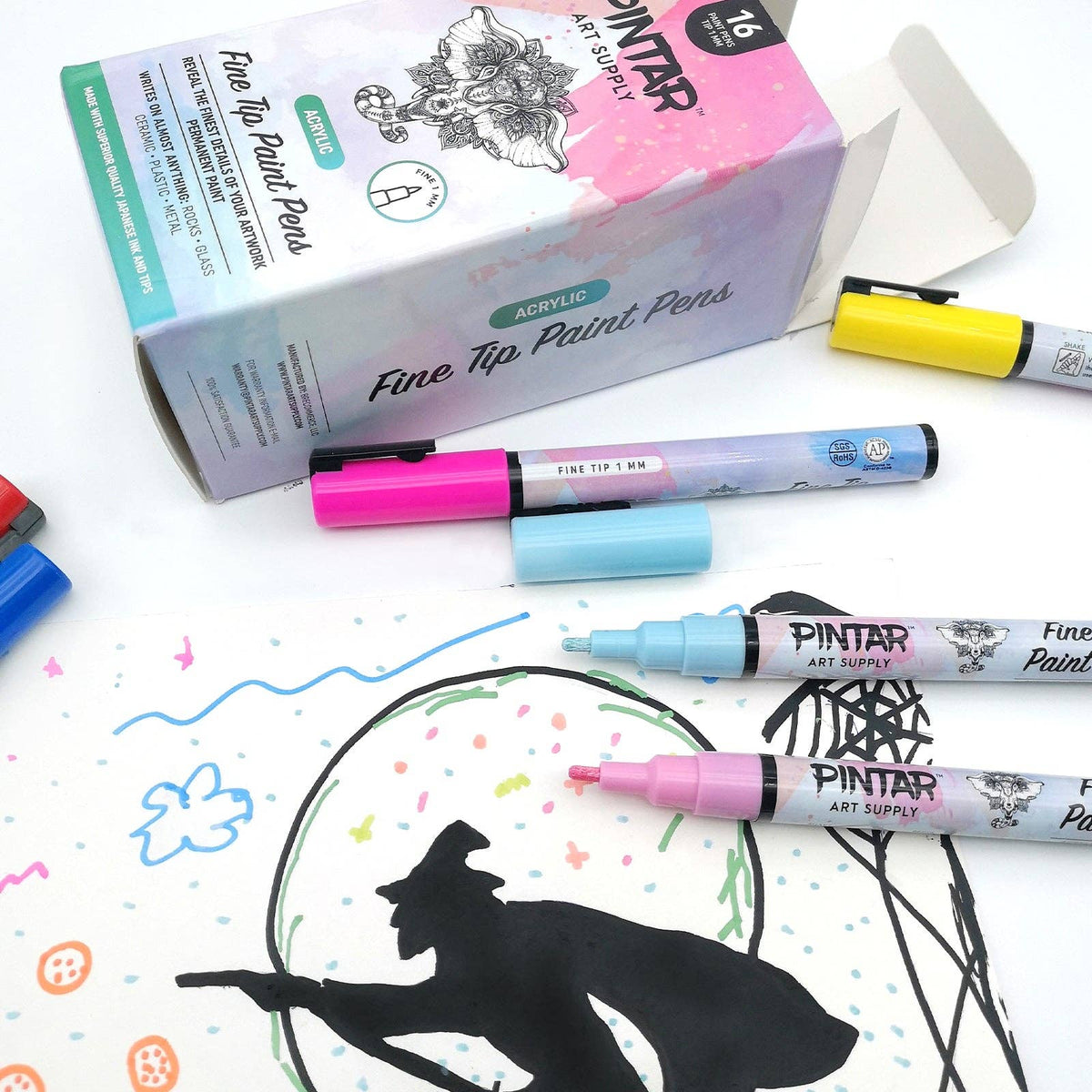 Pintar Acrylic Paint Pens - 1mm Fine Tip (Assorted Colors)