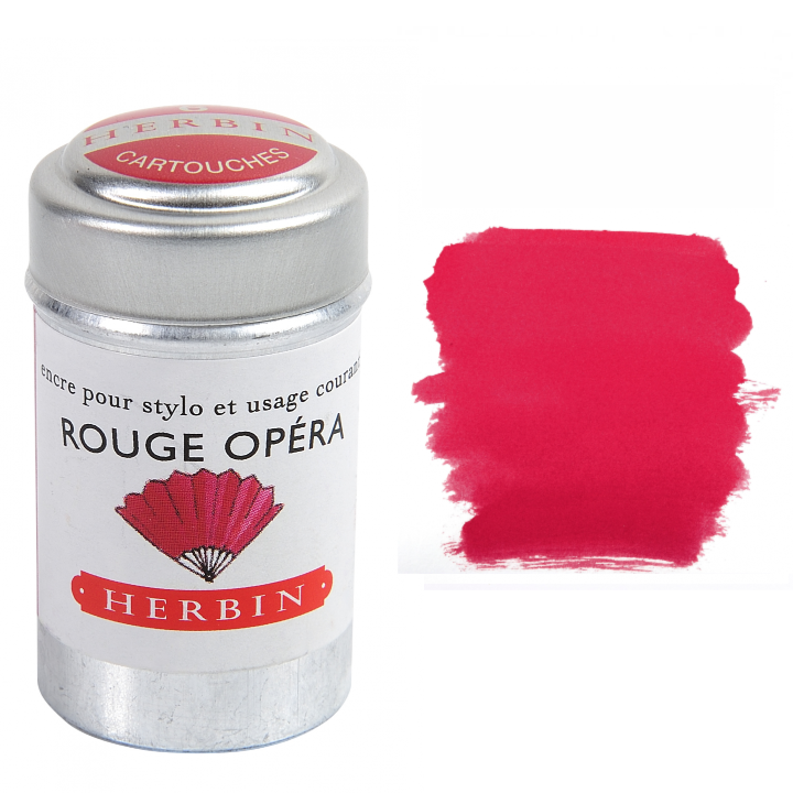 Herbin Fountain Pen Ink Cartridges - Tin of 6: Rouge Grenat (Garnet Red)