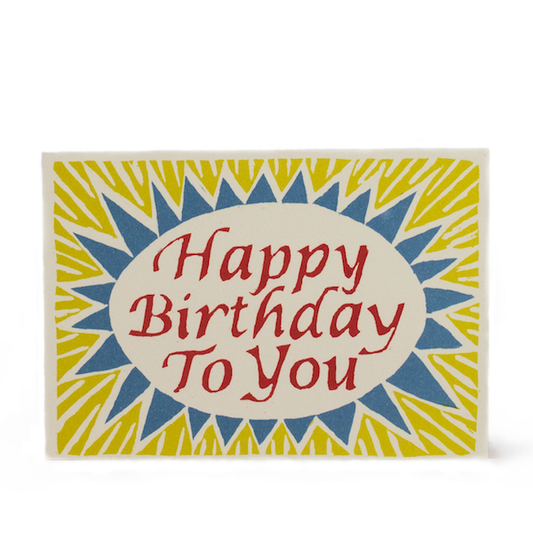 Happy Birthday To You Card Red, Yellow and Blue