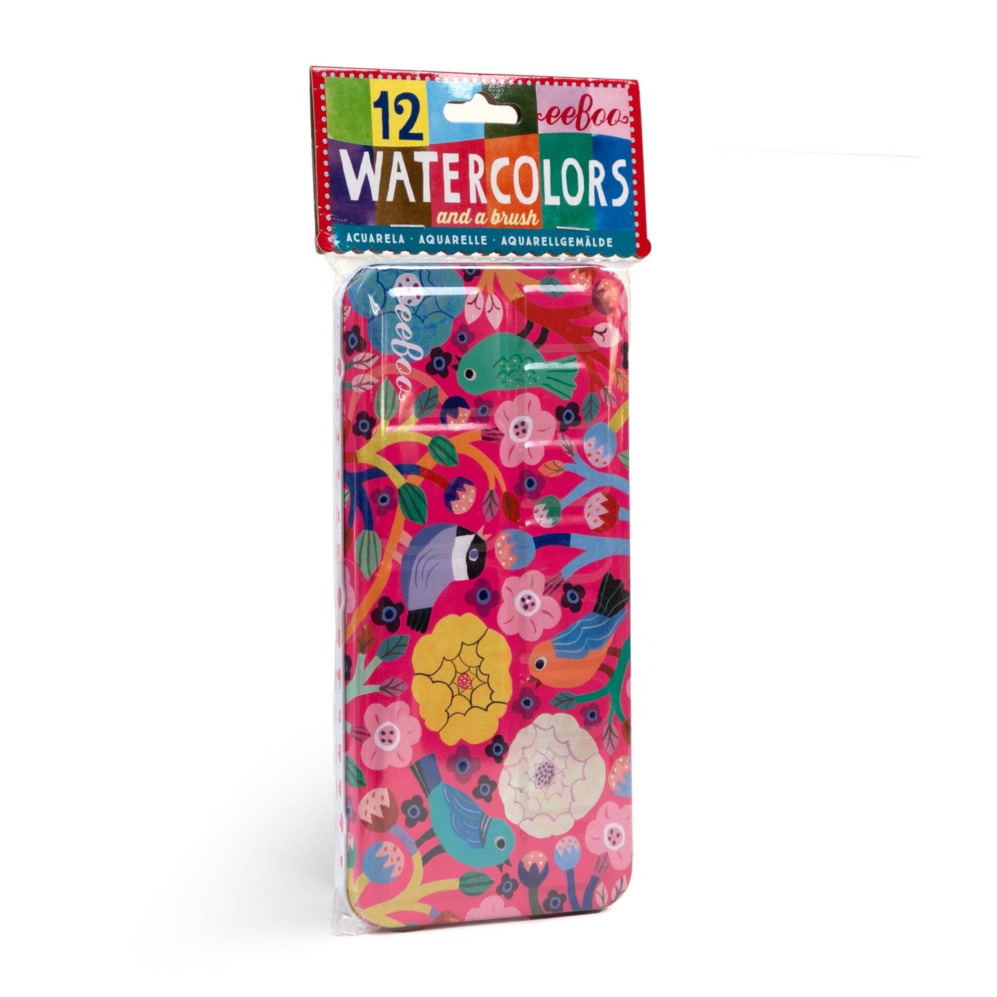 Birds in Fuchsia Watercolors Paint Tin - eeBoo