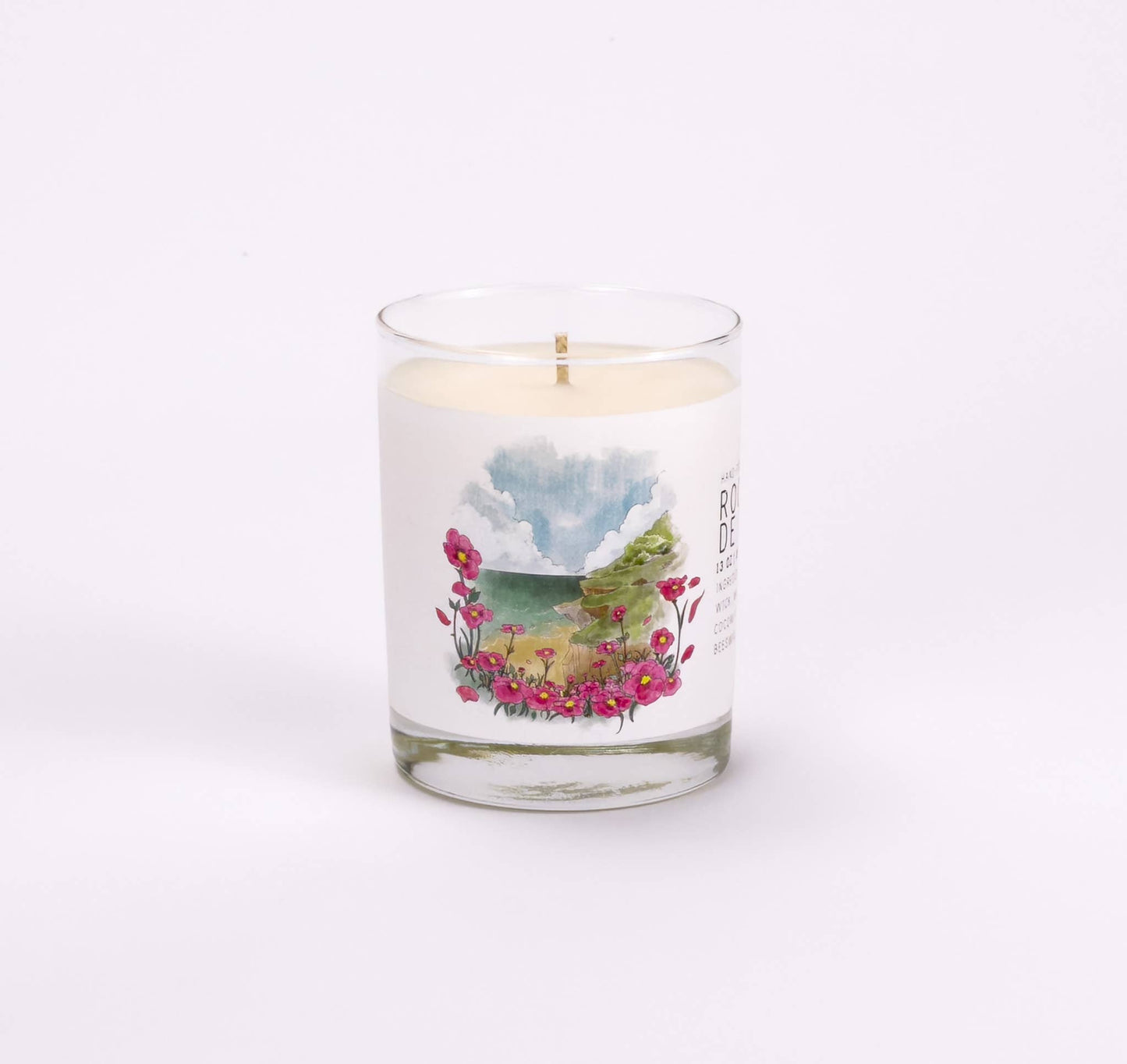 Rockrose de la Mer - Large Glass - Just Bee Candle : Large Glass (up to 70 hrs of clean burning)