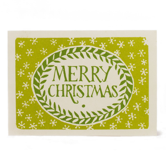 Pack of Ten Cards Merry Christmas Sap and Green