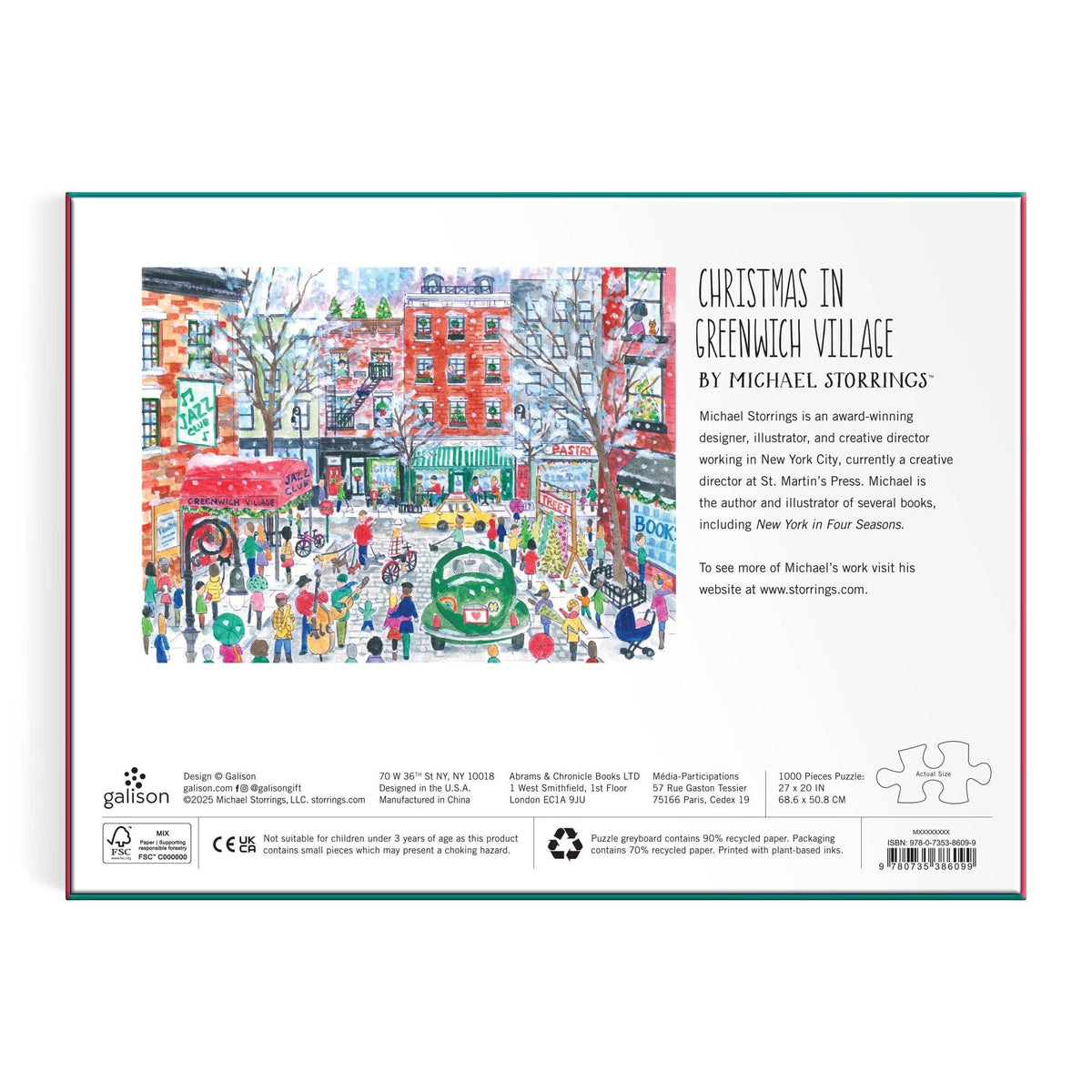 Christmas in Greenwich Village 1000 Piece Puzzle by Michael Storrings