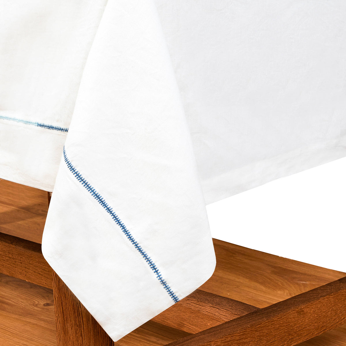 60"x90" + 2" Hem Embroidery White Tablecloth