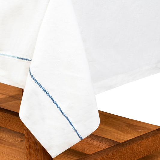 60"x90" + 2" Hem Embroidery White Tablecloth