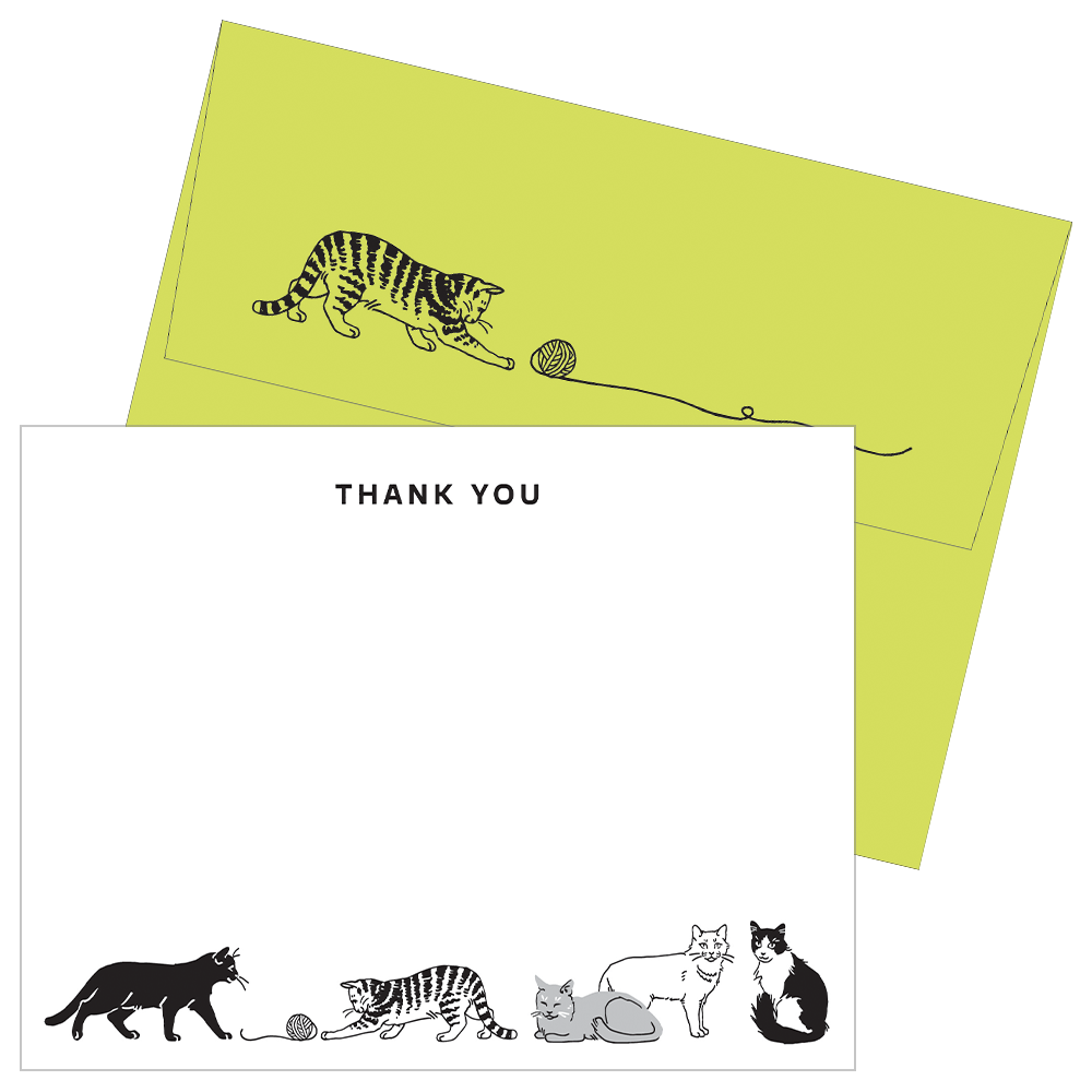 Cats At Play Note Cards with Letterpress Envelopes
