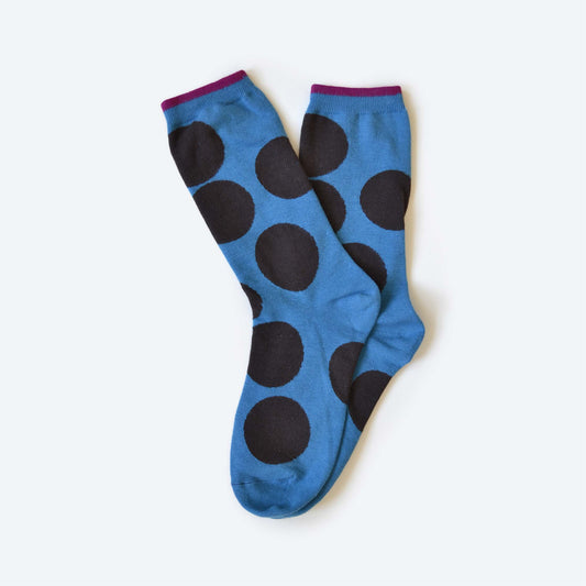 Sutro Bold Dot Crew Socks — Pacific: Small (Women's 4 - 10)