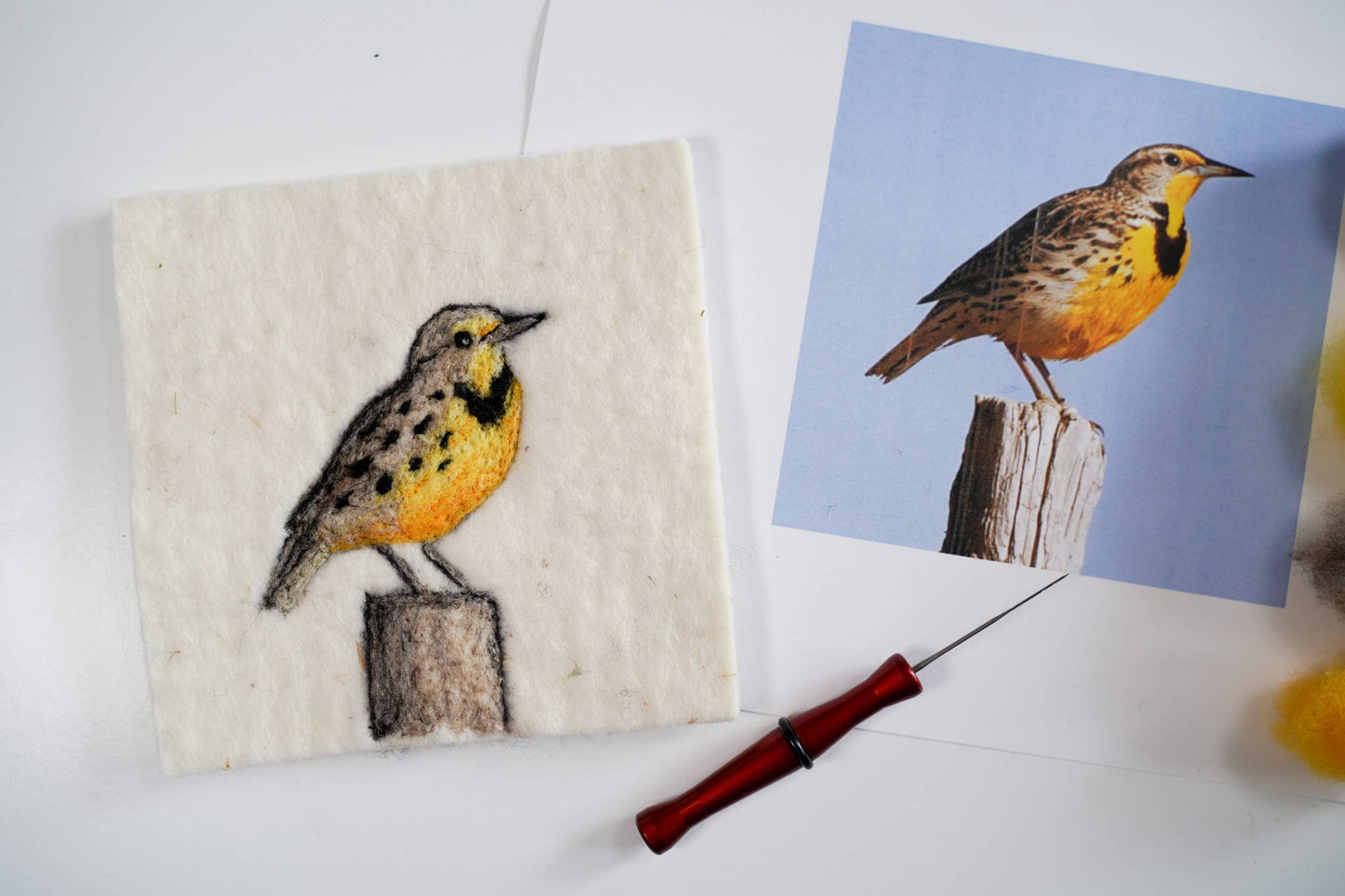 Meadowlark Painting with Wool Needle Felting Kit