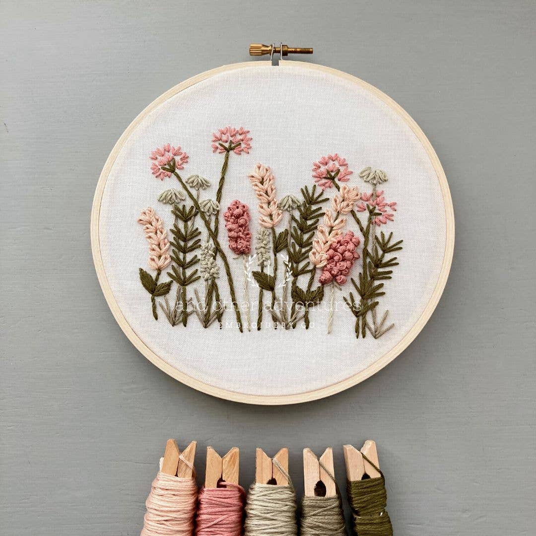 Meadow in Blush & Olive Hand Embroidery Kit