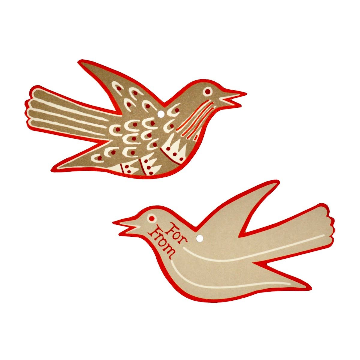 5 Fancy Songbird Gift Tags in Rosehip