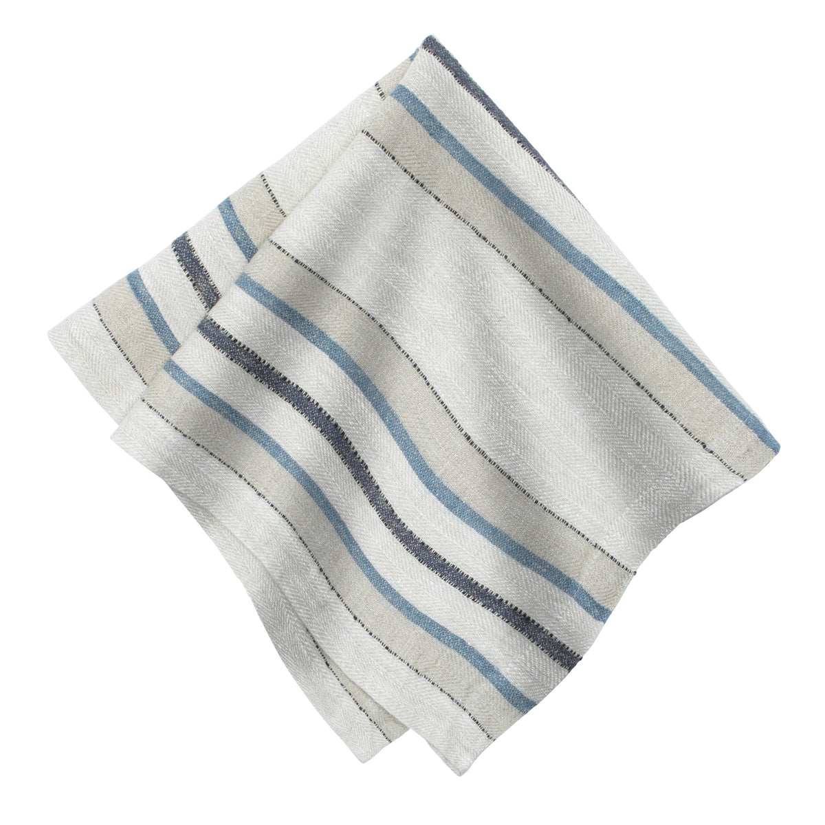 Trio Stripe Napkins - Natural Blue 20x20 - Set of 4