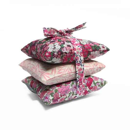 Stack of 3 Square Liberty Cotton Lavender Sachets - Pink / Lilac