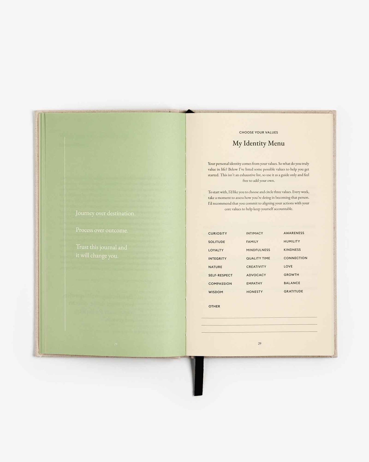 The Three Question Journal Green - Daily Guided Wellbeing
