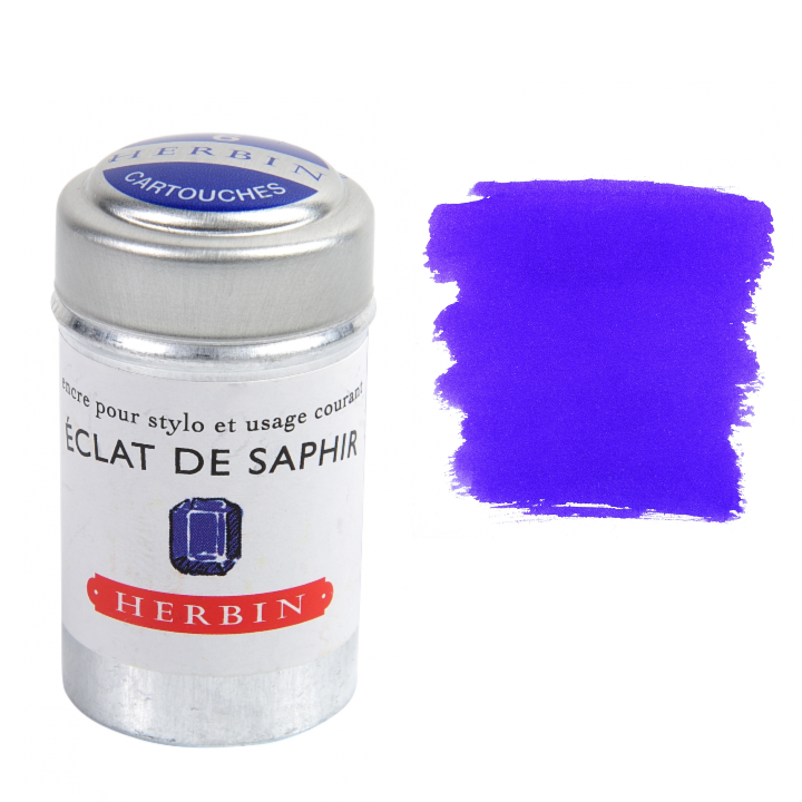 Herbin Fountain Pen Ink Cartridges - Tin of 6: Bleu Nuit (Midnight Blue)