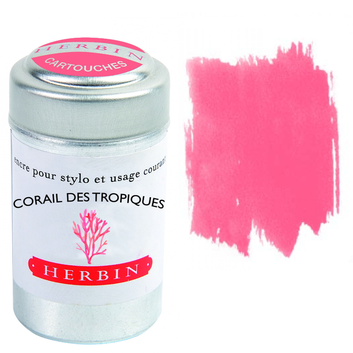 Herbin Fountain Pen Ink Cartridges - Tin of 6: Bleu Myosotis (Forget Me Not)