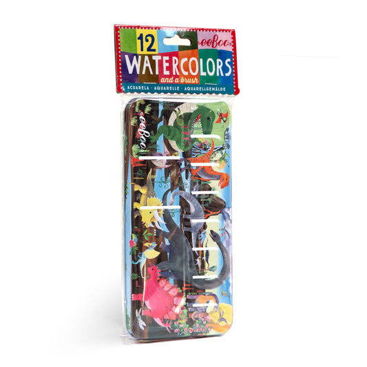 Dinosaur 12 Watercolor Paint Set - eeBoo