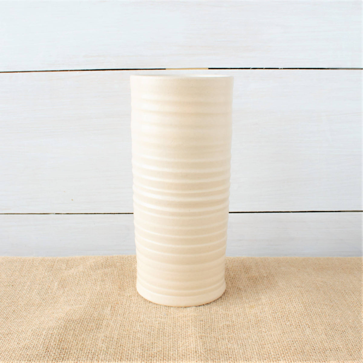 Farmhouse Ridges Tall Vase - Drift White