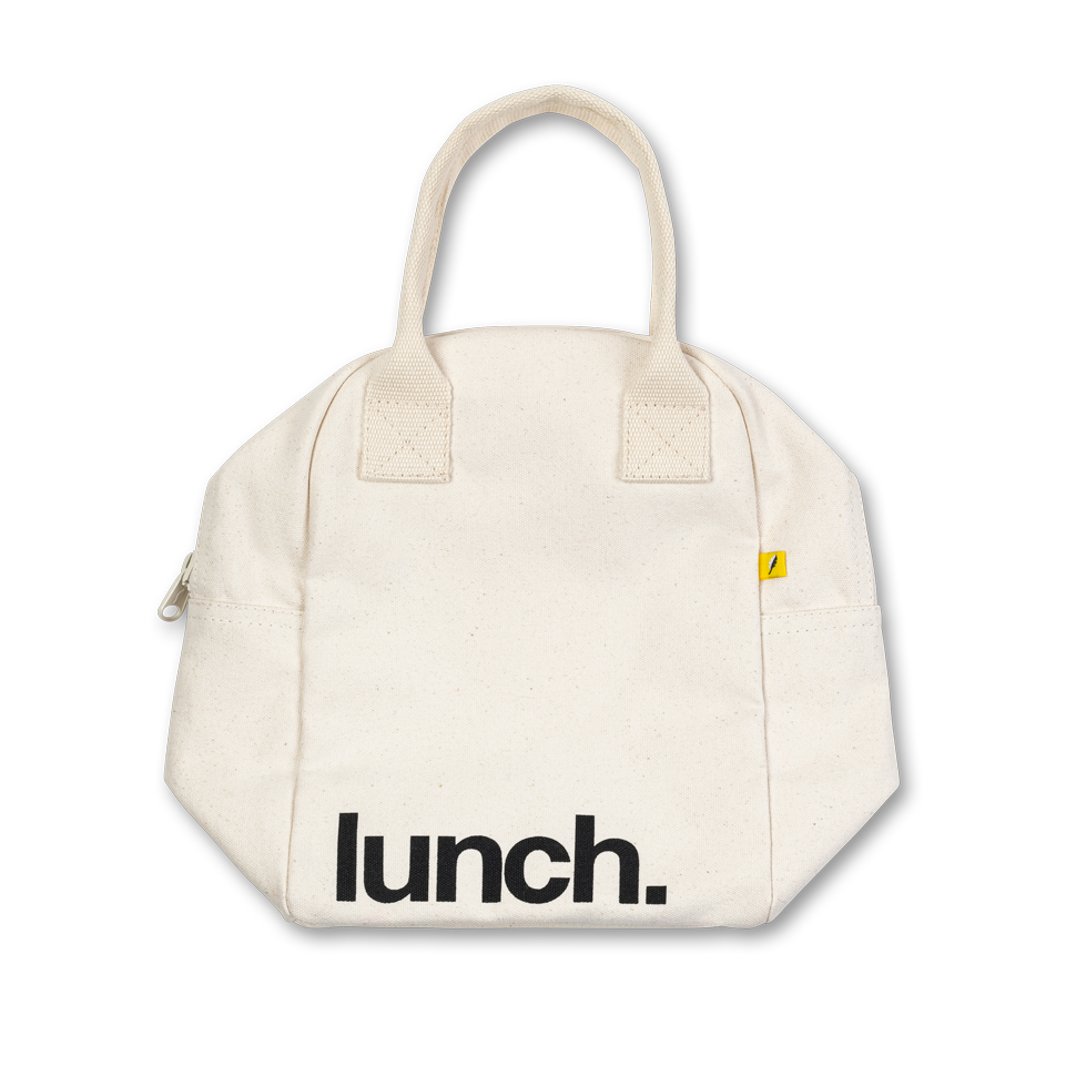 'Lunch' Natural - Zipper Lunch Bag