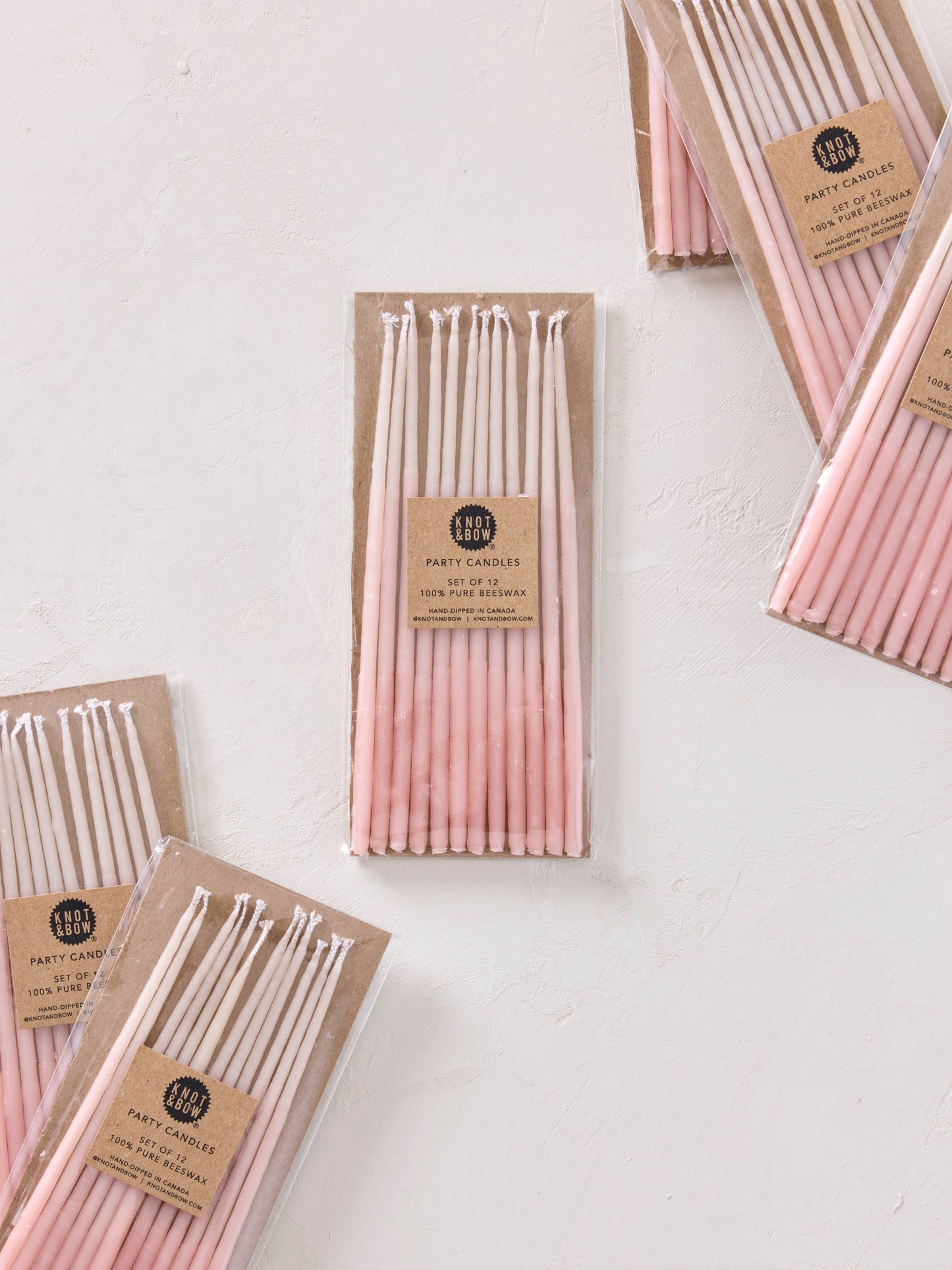 Hand-dipped Pure Beeswax Birthday Candles | Tall Pink Ombré : Pink Ombre