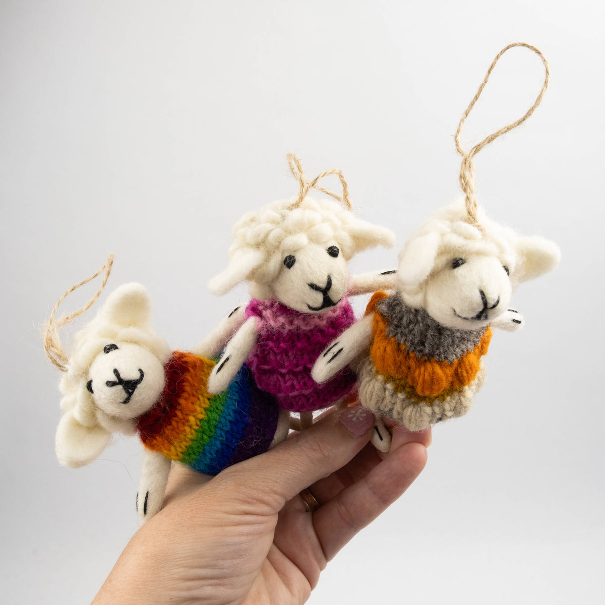 Sheep with Knit Sweater Ornament (assorted colors)