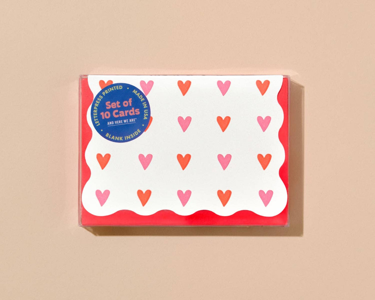 Letterpress Heart Pattern Notecards— Boxed Set of 10