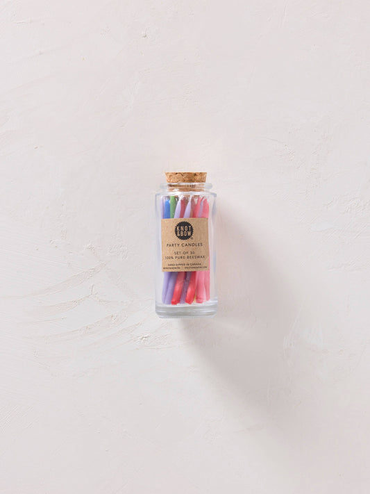 Hand-dipped Beeswax Birthday Candles | Rainbow Jar of 30: Assorted