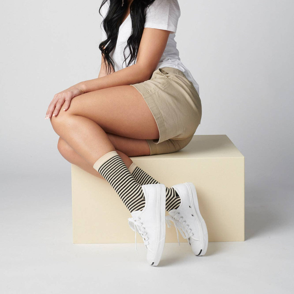 Cole Black and White Striped Socks