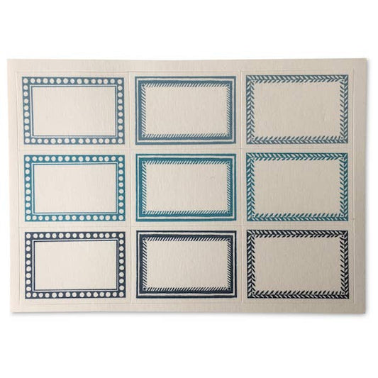 Packet of 18 Small Self-Adhesive Labels in Blue-Green