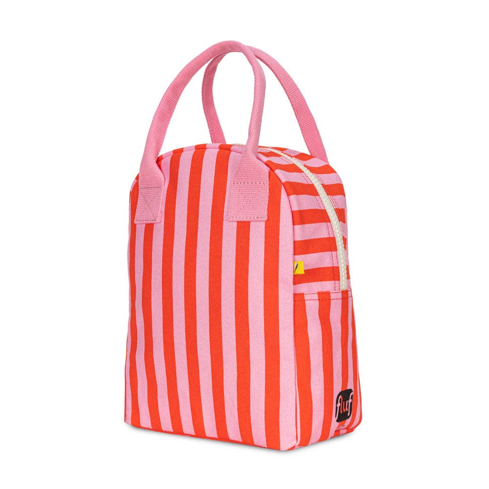 Awning Stripe Pink - Zipper Lunch Bag