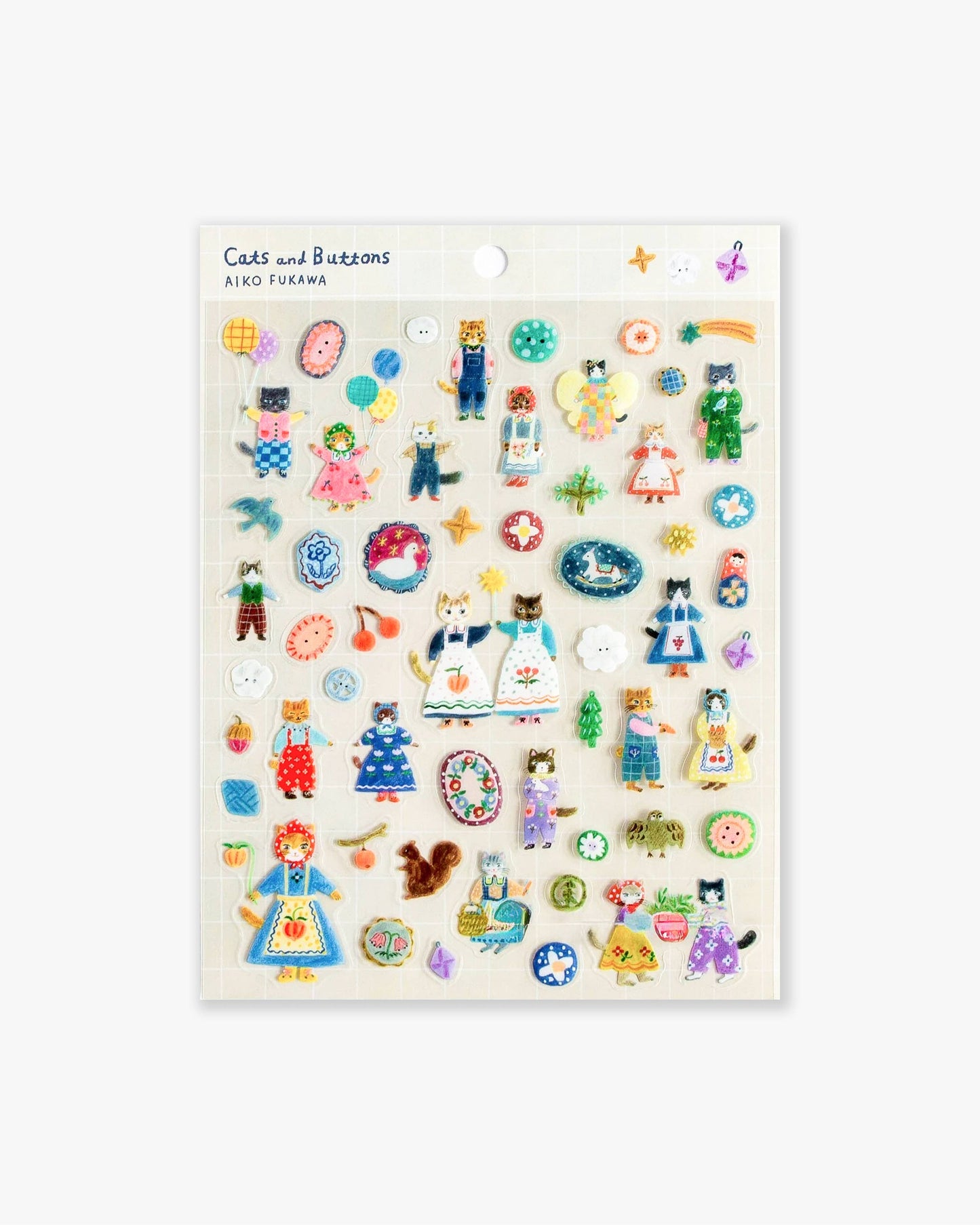Clear Sticker Sheet - Cats and Buttons