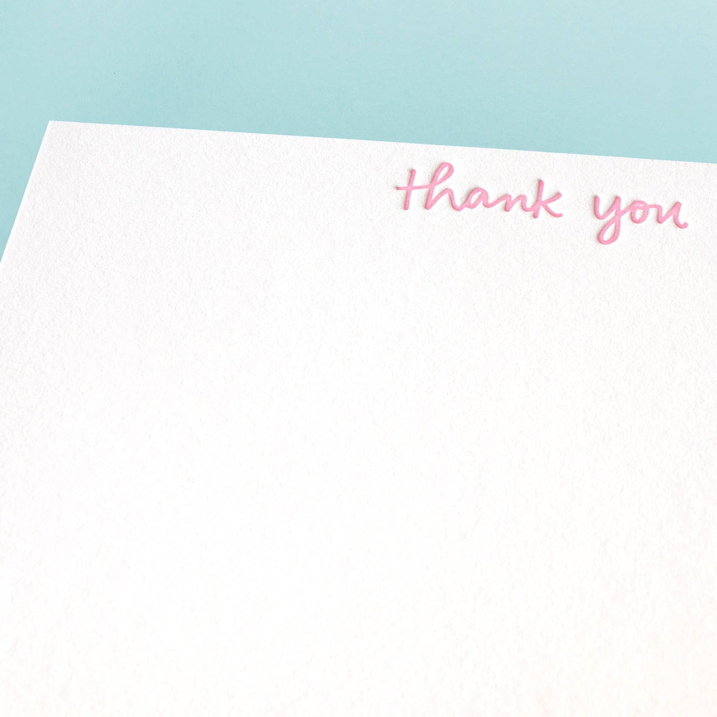 Handwritten Thank You Pink Letterpress Flat Note Box Set