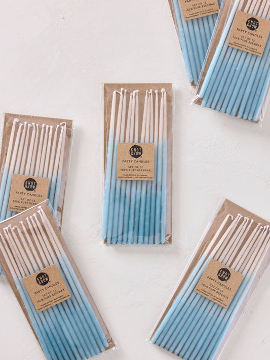 Hand-dipped Beeswax Birthday Candles | Tall Aqua Ombré : Aqua Ombre