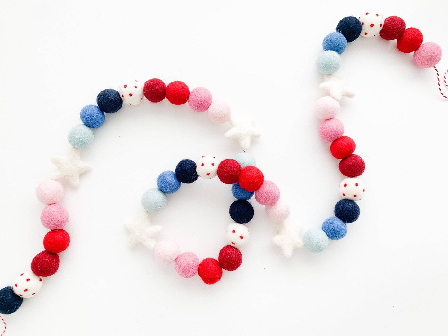 Patriotic Stars Felt Ball Garland