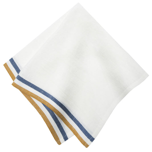 Normandy White - Mustard/White/Blue Stripes Napkins 20x20